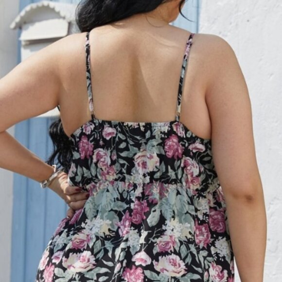 Plus Size Floral Slit Cami Dress - Picture 7 of 8